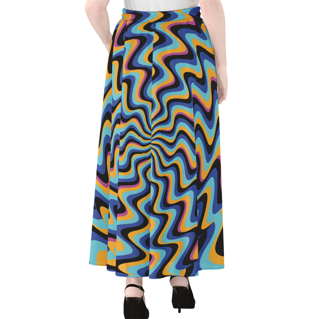 Psychedelic Illusory Motion Print Chiffon Maxi Skirt