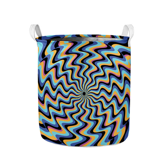Psychedelic Illusory Motion Print Collapsible Laundry Basket