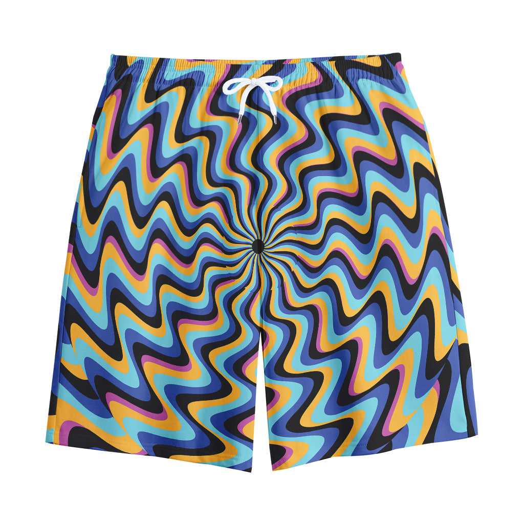 Psychedelic Illusory Motion Print Cotton Shorts