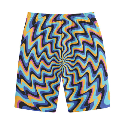 Psychedelic Illusory Motion Print Cotton Shorts