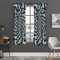 Psychedelic Illusory Motion Print Grommet Curtain Panels