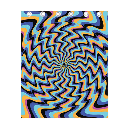 Psychedelic Illusory Motion Print Curtain