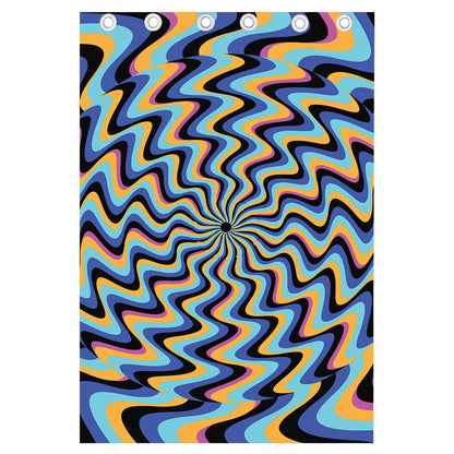 Psychedelic Illusory Motion Print Curtain