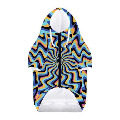 Psychedelic Illusory Motion Print Dog Zip Up Hoodie