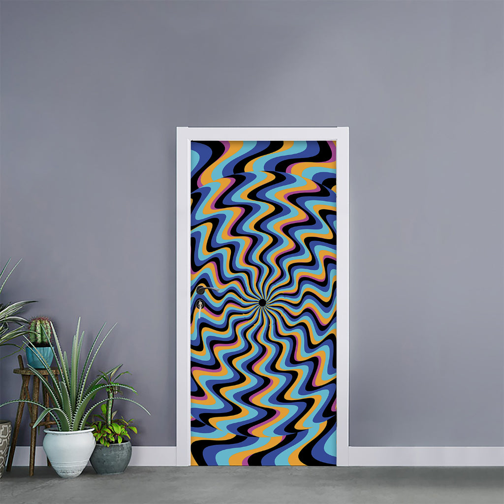 Psychedelic Illusory Motion Print Door Sticker