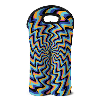 Psychedelic Illusory Motion Print Double Neoprene Wine Tote