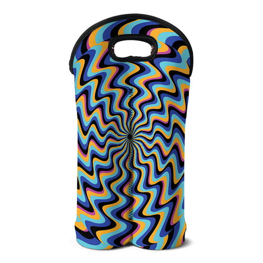 Psychedelic Illusory Motion Print Double Neoprene Wine Tote