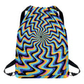Psychedelic Illusory Motion Print Drawstring Backpack