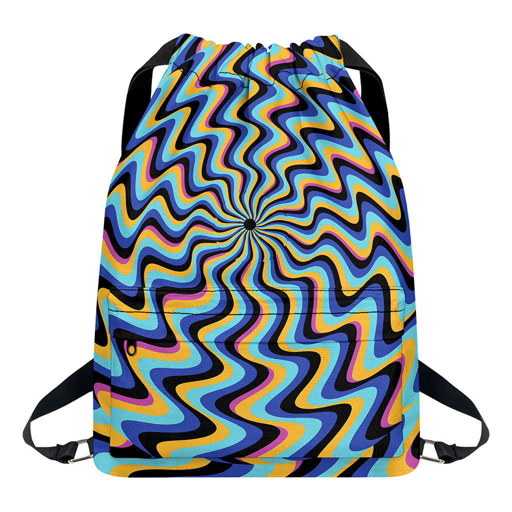 Psychedelic Illusory Motion Print Drawstring Backpack
