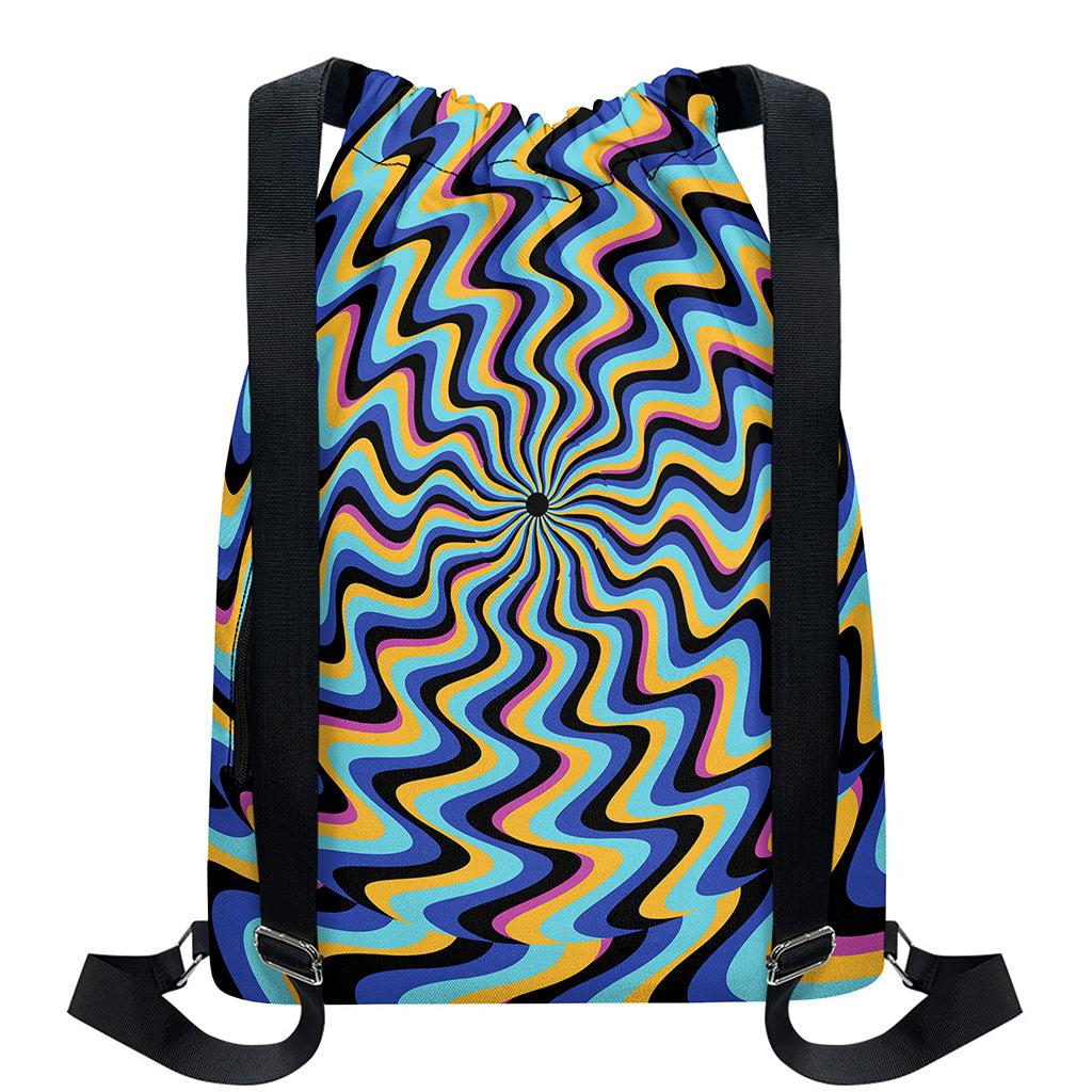 Psychedelic Illusory Motion Print Drawstring Backpack