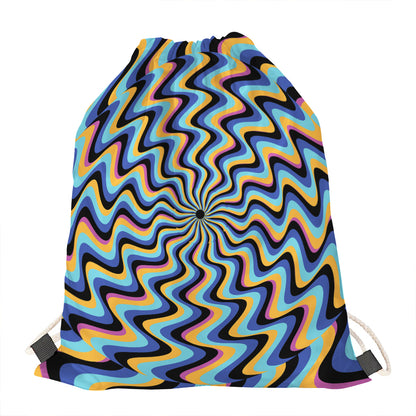 Psychedelic Illusory Motion Print Drawstring Bag