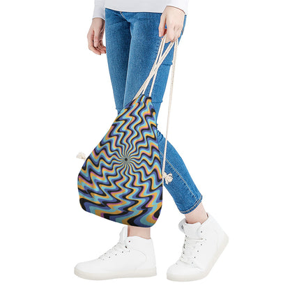 Psychedelic Illusory Motion Print Drawstring Bag