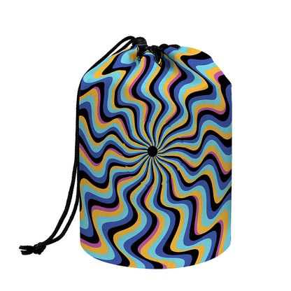 Psychedelic Illusory Motion Print Drawstring Makeup Bag