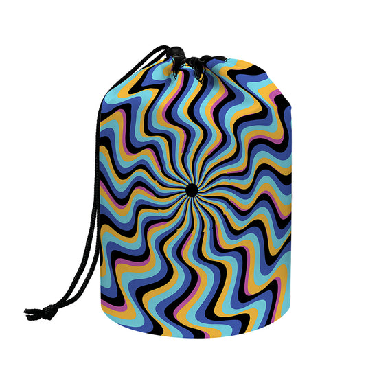 Psychedelic Illusory Motion Print Drawstring Makeup Bag
