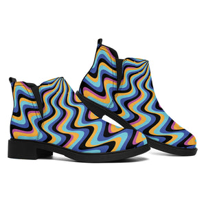 Psychedelic Illusory Motion Print Flat Ankle Boots