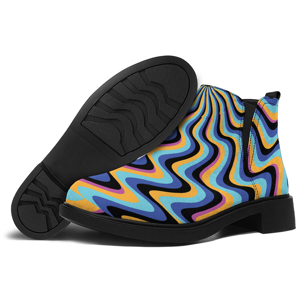 Psychedelic Illusory Motion Print Flat Ankle Boots