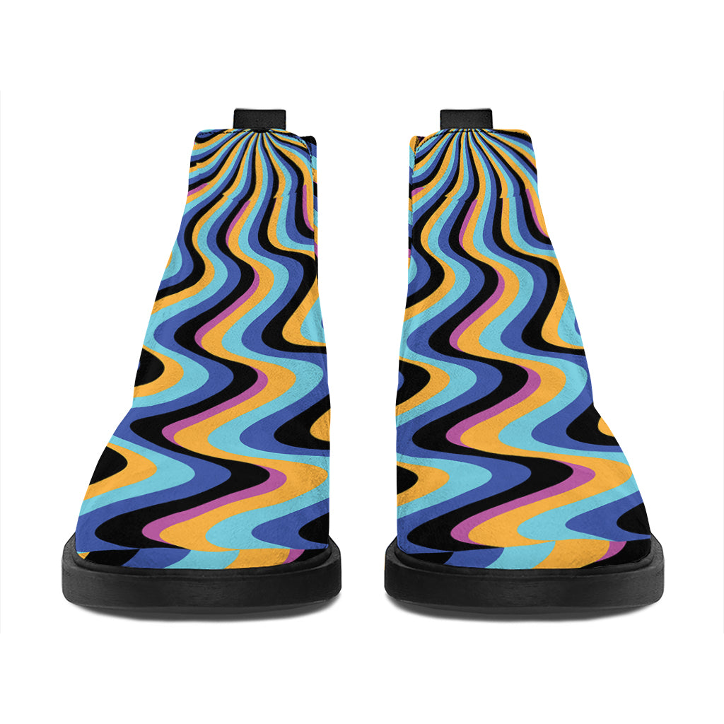 Psychedelic Illusory Motion Print Flat Ankle Boots