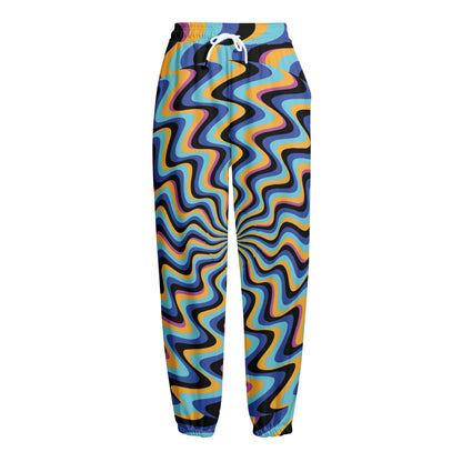 Psychedelic Illusory Motion Print Fleece Lined Knit Pants
