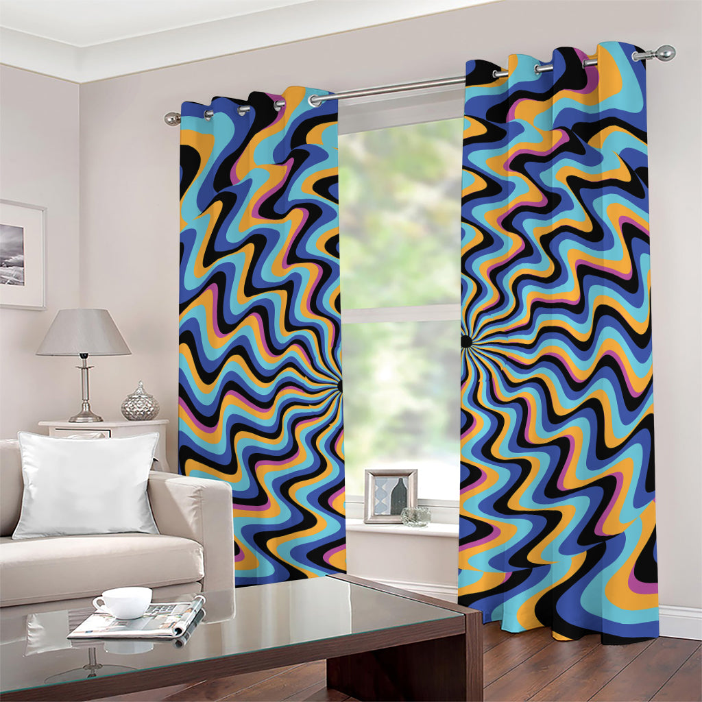 Psychedelic Illusory Motion Print Grommet Curtains