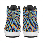 Psychedelic Illusory Motion Print High Top Leather Sneakers