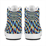 Psychedelic Illusory Motion Print High Top Leather Sneakers