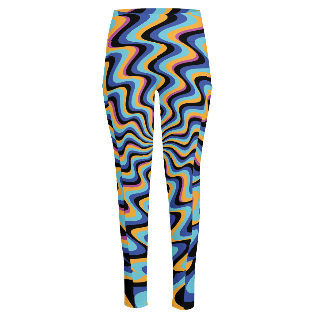 Psychedelic Illusory Motion Print High-Waisted Pocket Leggings