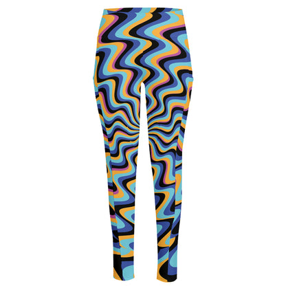 Psychedelic Illusory Motion Print High-Waisted Pocket Leggings