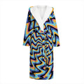 Psychedelic Illusory Motion Print Hooded Bathrobe