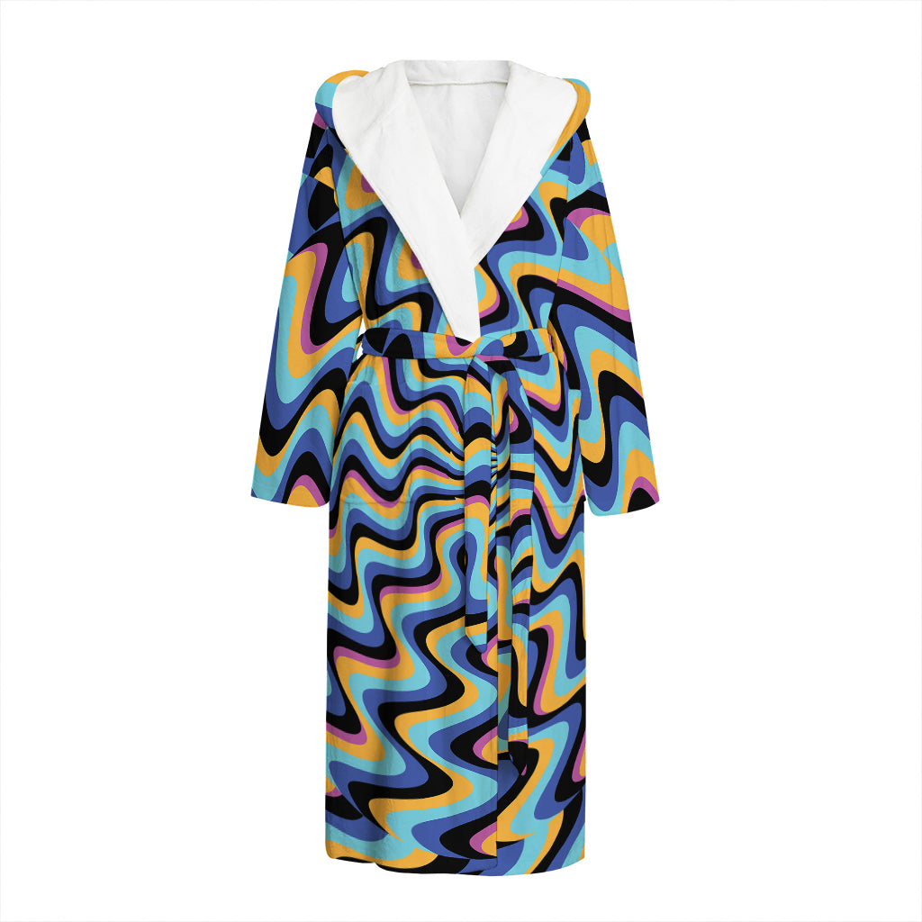 Psychedelic Illusory Motion Print Hooded Bathrobe