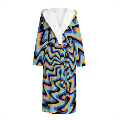 Psychedelic Illusory Motion Print Hooded Bathrobe