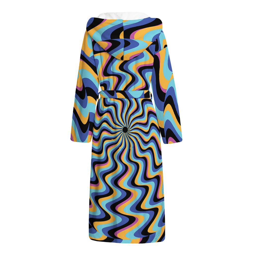Psychedelic Illusory Motion Print Hooded Bathrobe