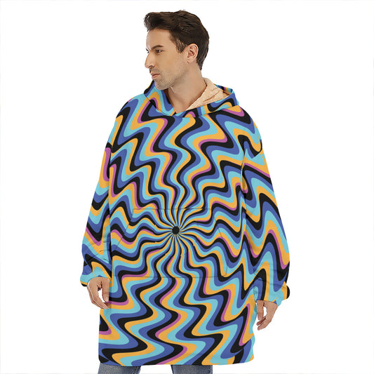 Psychedelic Illusory Motion Print Hoodie Blanket
