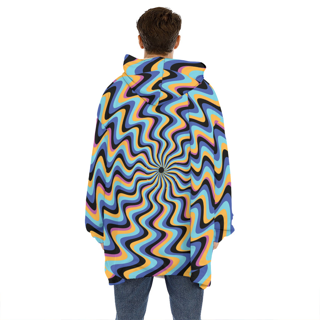 Psychedelic Illusory Motion Print Hoodie Blanket