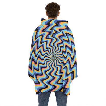 Psychedelic Illusory Motion Print Hoodie Blanket
