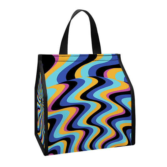 Psychedelic Illusory Motion Print Insulated Lunch Tote