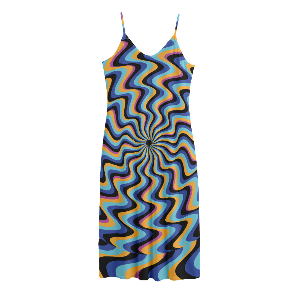 Psychedelic Illusory Motion Print Jersey Midi Cami Dress