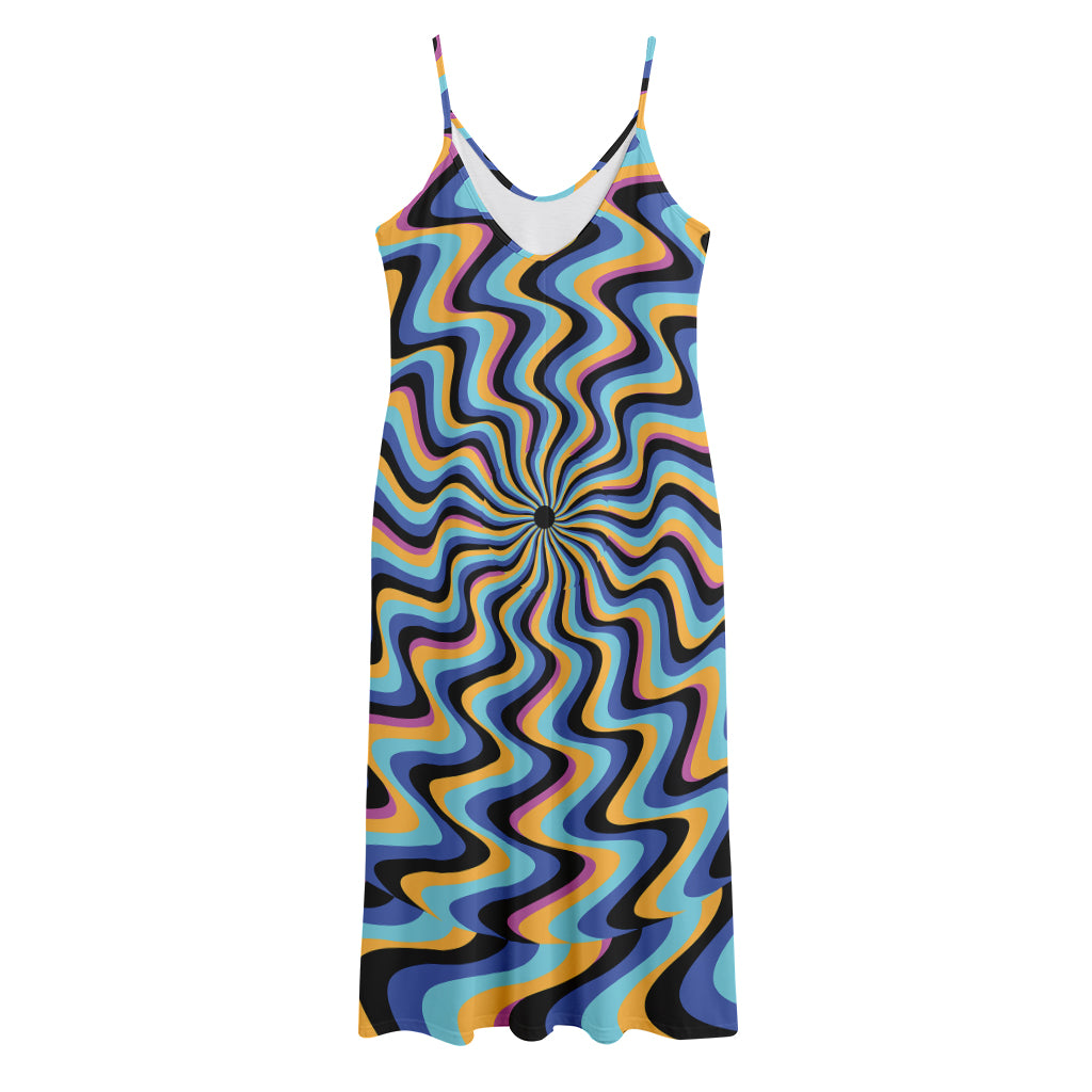 Psychedelic Illusory Motion Print Jersey Midi Cami Dress
