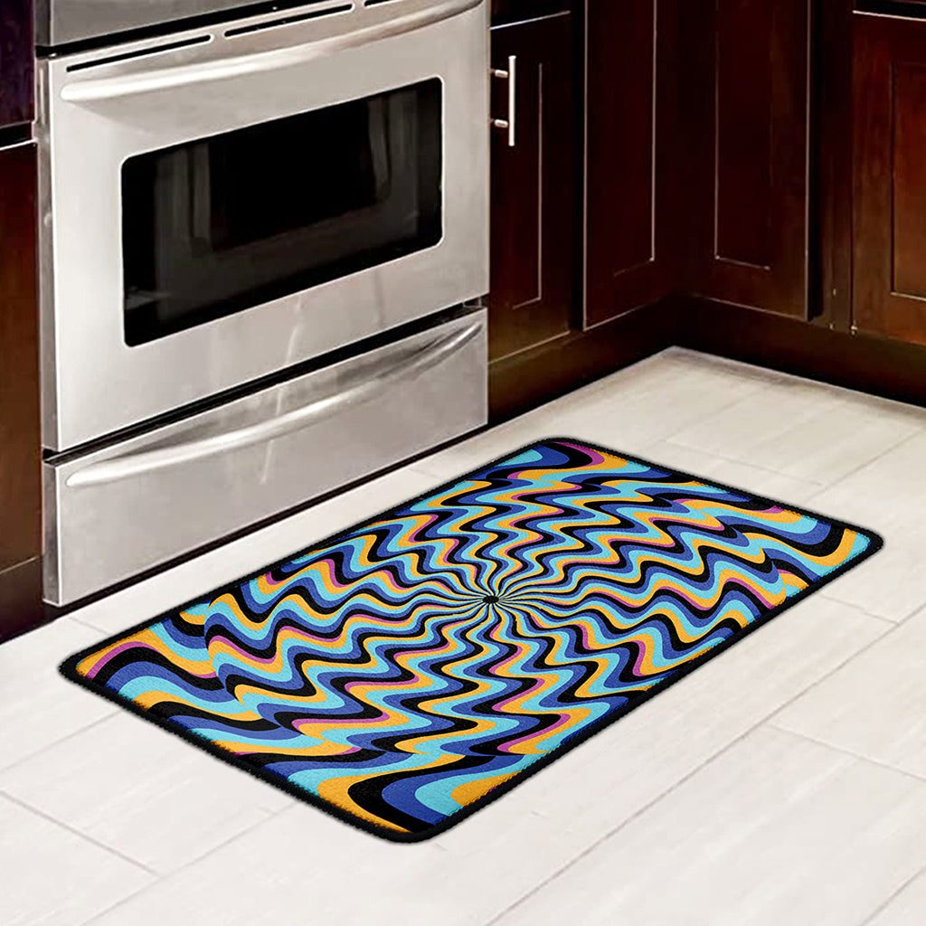 Psychedelic Illusory Motion Print Kitchen Mat