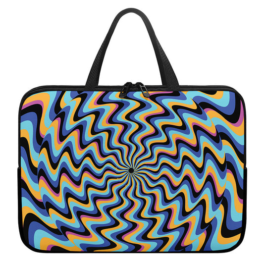 Psychedelic Illusory Motion Print Laptop Sleeve With Handle