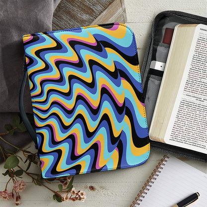 Psychedelic Illusory Motion Print Leather Bible Cover