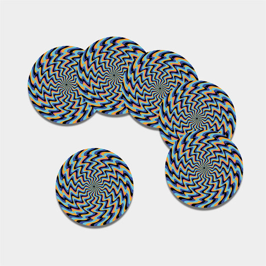 Psychedelic Illusory Motion Print Leather Coaster Set