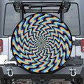 Psychedelic Illusory Motion Print Leather Spare Tire Cover