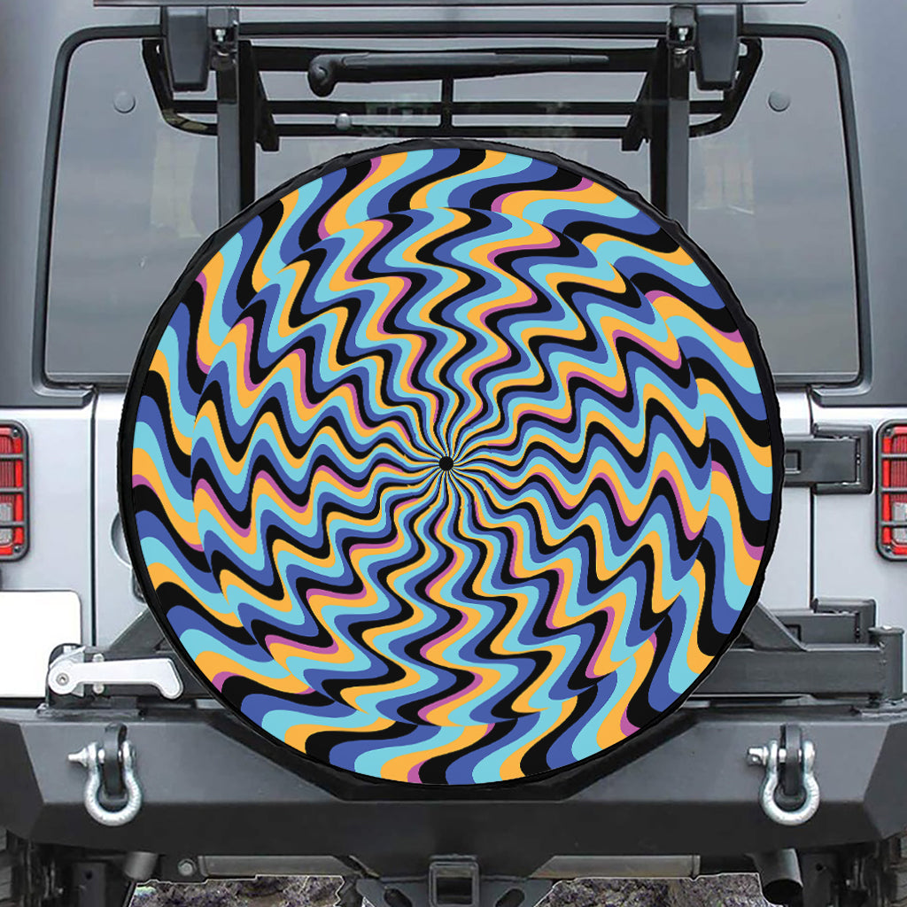 Psychedelic Illusory Motion Print Leather Spare Tire Cover