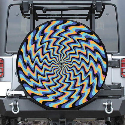 Psychedelic Illusory Motion Print Leather Spare Tire Cover