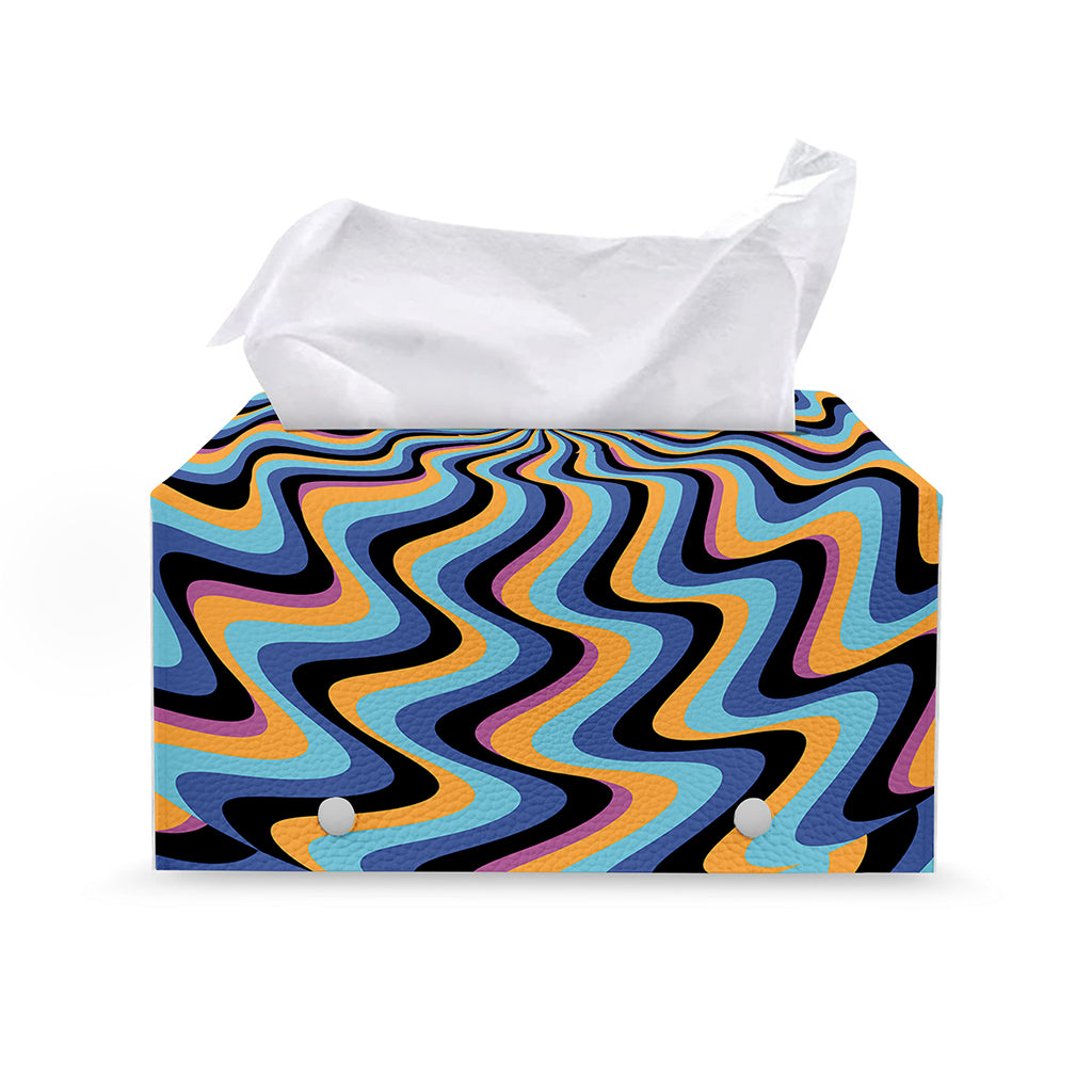 Psychedelic Illusory Motion Print Leather Tissue Box Cover