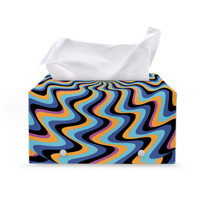 Psychedelic Illusory Motion Print Leather Tissue Box Cover