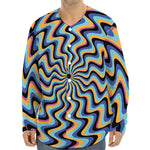 Psychedelic Illusory Motion Print Long Sleeve Baseball Jersey