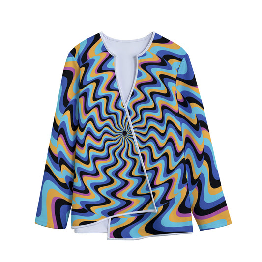 Psychedelic Illusory Motion Print Long Sleeve Short Coat