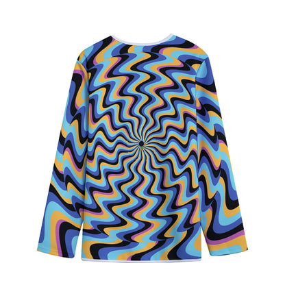 Psychedelic Illusory Motion Print Long Sleeve Short Coat