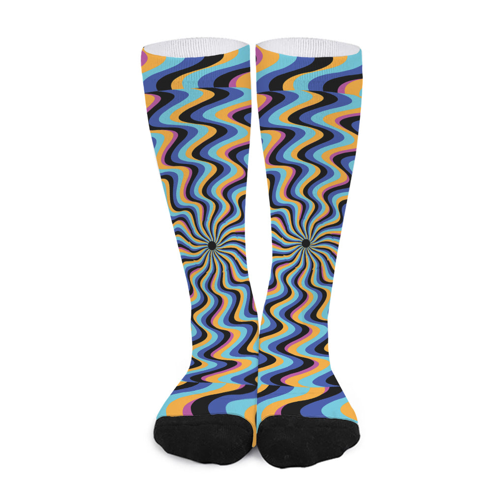 Psychedelic Illusory Motion Print Long Socks